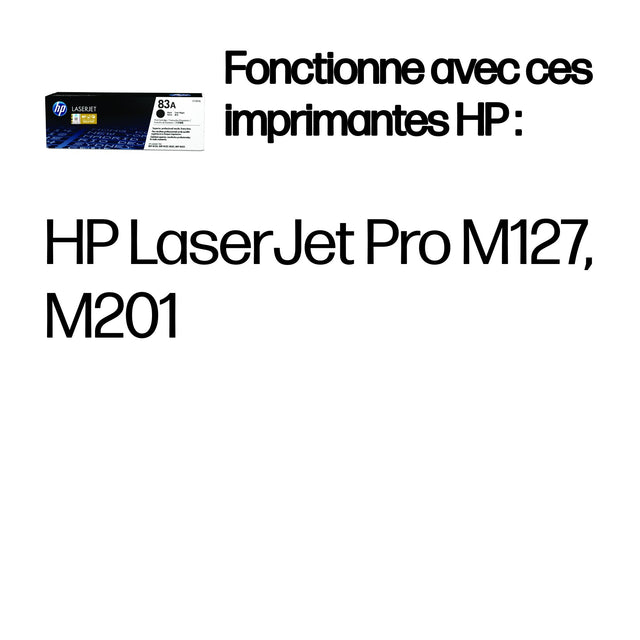 Cartouche de toner noir LaserJet authentique HP 83A - HP LaserJet Pro MFP M127 et M125