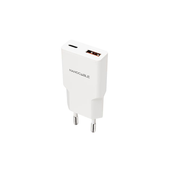 Chargeur secteur Nanocable  1x USB-C + USB-A  20W (Blanc)