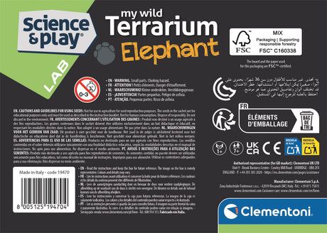 Mini Terrarium - Clementoni - Éléphant - Jeu de sciences et d'expériences - Des 7 ans - Fabriqué en Italie