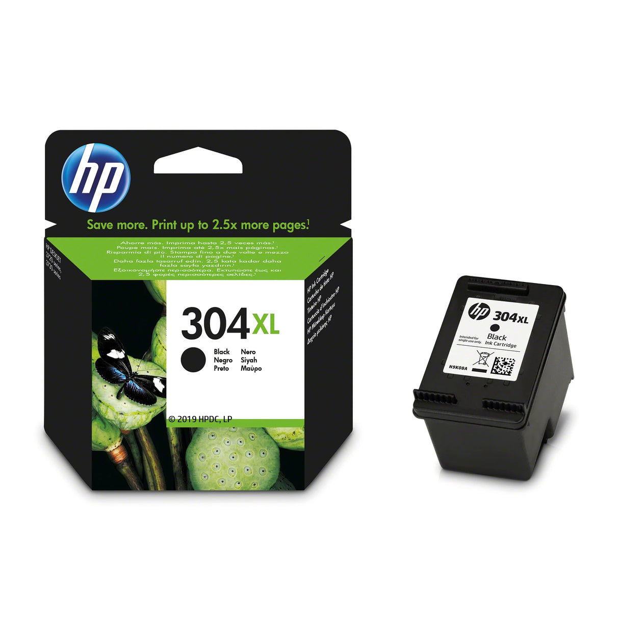 HP 304XL Cartouche d'encre noire authentique (N9K08AE) pour HP DeskJet 2620/2630/3720/3730