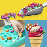 PlayDoh Mes Glaces Arc-en-Ciel, Pâte a modeler, Machine a Creme Glacée factice, 5 pots de 56 g  et accessoires, des 3 ans