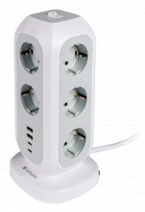 Multiprise Tour Verbatim 11 prises + 4 Ports USB-C/A 2m (Blanc)