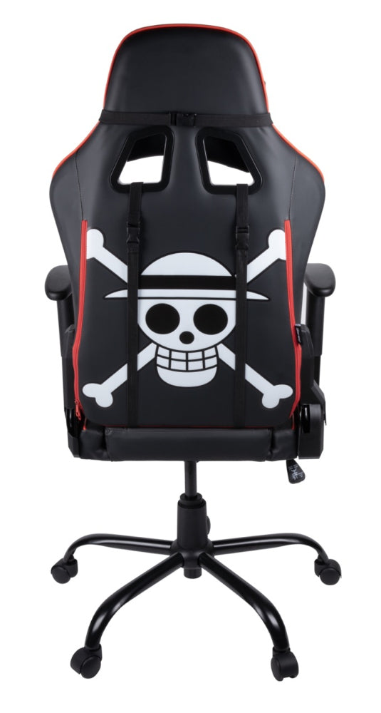 Chaise de bureau gaming - KONIX - One Piece - Inclinaison siege 150° - Cuir - Coussin lombaires et cervicaux réglable - Noir
