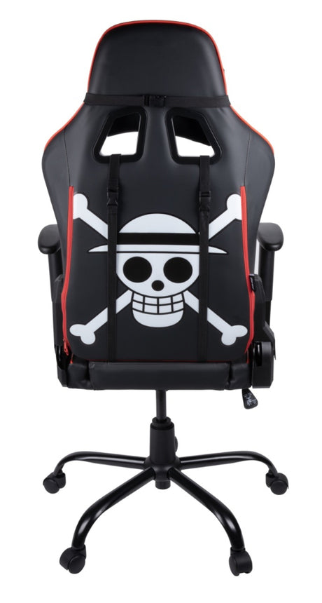Chaise de bureau gaming - KONIX - One Piece - Inclinaison siege 150° - Cuir - Coussin lombaires et cervicaux réglable - Noir