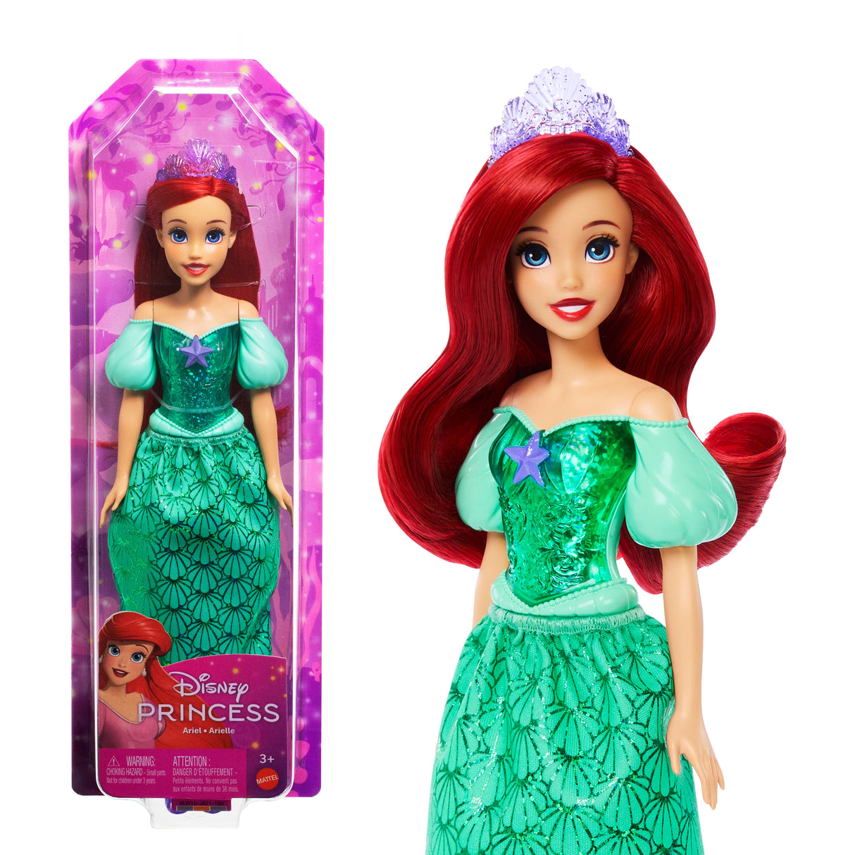 Ariel Poupée 29 cm, Mattel Poupée Disney Princesses habillage et accessoires HLW10