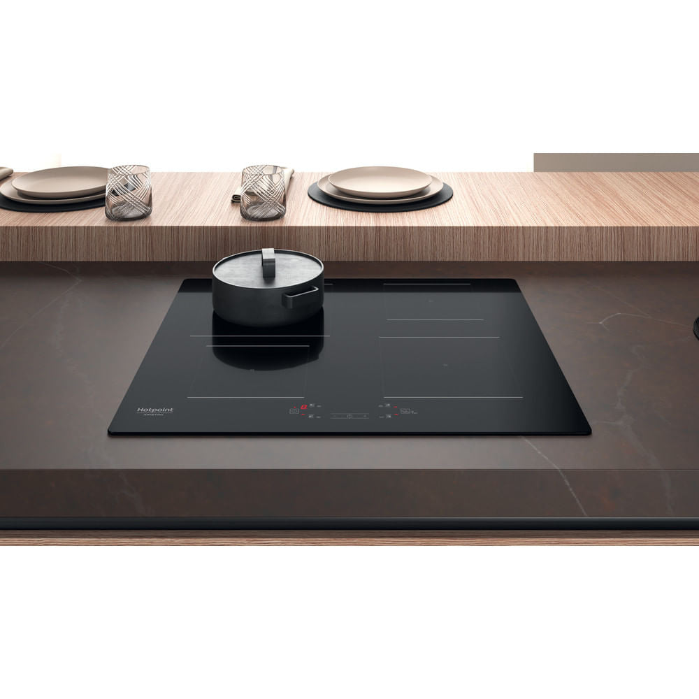 Table de cuisson induction - HOTPOINT - 4 foyers - L60 cm - HQ5660SNE - 7200 W - Revetement verre noir