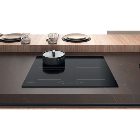 Table de cuisson induction - HOTPOINT - 4 foyers - L60 cm - HQ5660SNE - 7200 W - Revetement verre noir