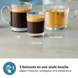 Machine a café Expresso broyeur - PHILIPS - EP2225/10 - Série 2200 - mousseur a lait - 2 cafés - Broyeur céramique - Noir brillant