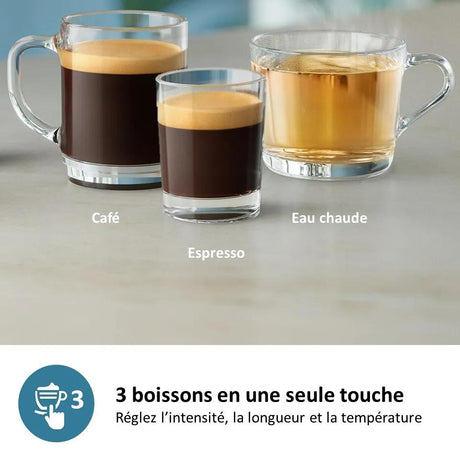 Machine a café Expresso broyeur - PHILIPS - EP2225/10 - Série 2200 - mousseur a lait - 2 cafés - Broyeur céramique - Noir brillant