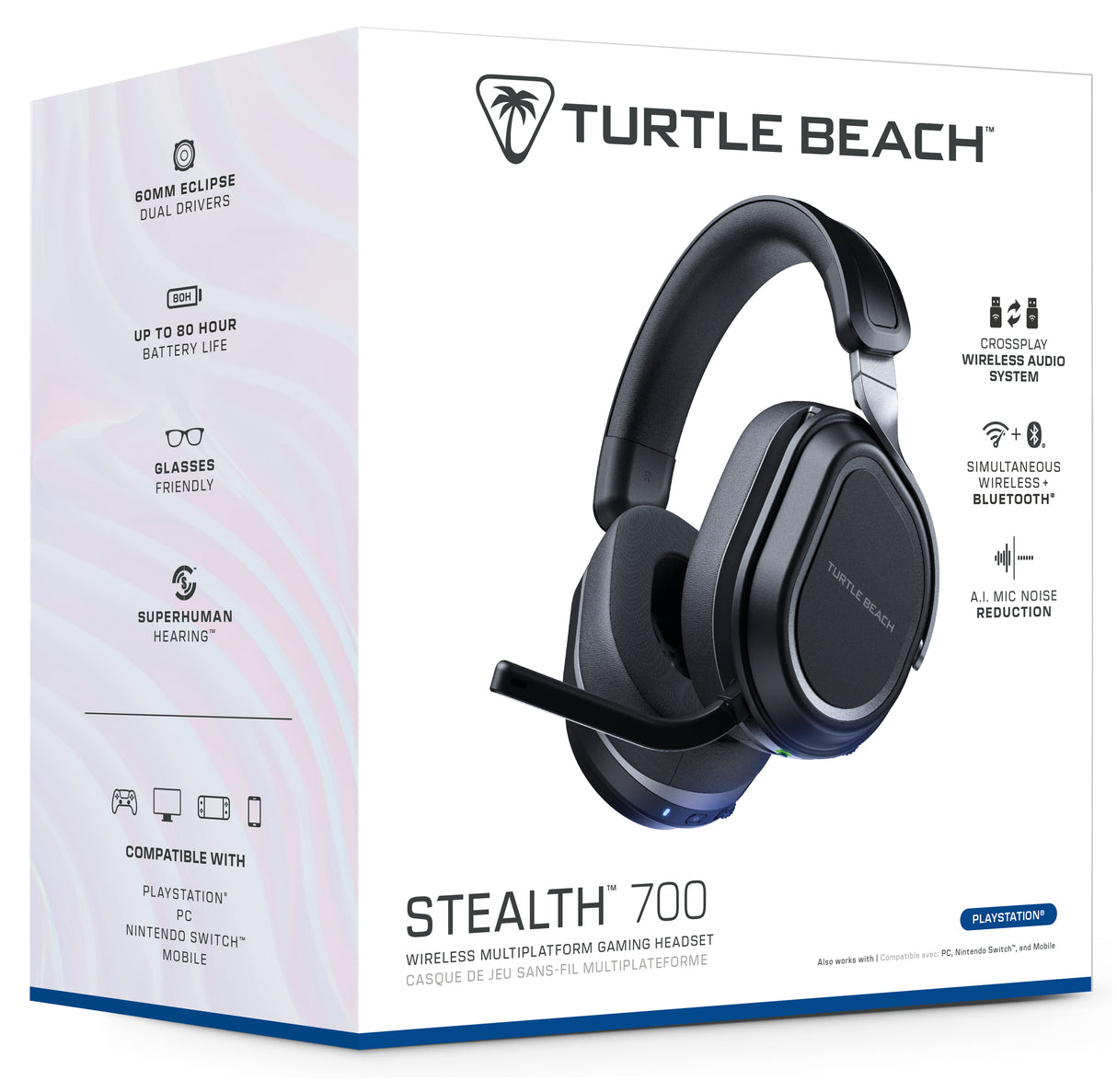 Casque gaming sans fil - Turtle Beach Stealth™ 700P (Gen3) - Noir - PS5, PS4, PC, mobile, 60mm, Bluetooth, 80h