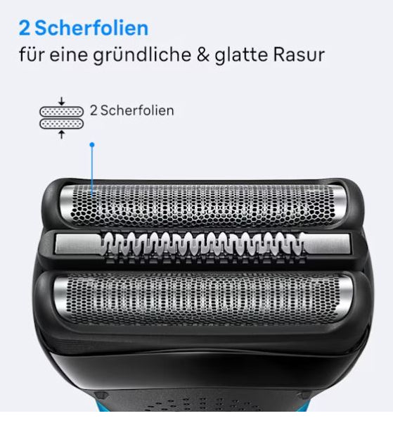 Rasoir électrique BRAUN Series 3 - Bleu et noir - Autonomie 30 minutes - Charge rapide 5 minutes