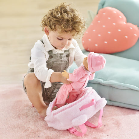 Sac a dos porte-poupon - COROLLE - Peluche rose pour poupon 30 cm - Des 3 ans