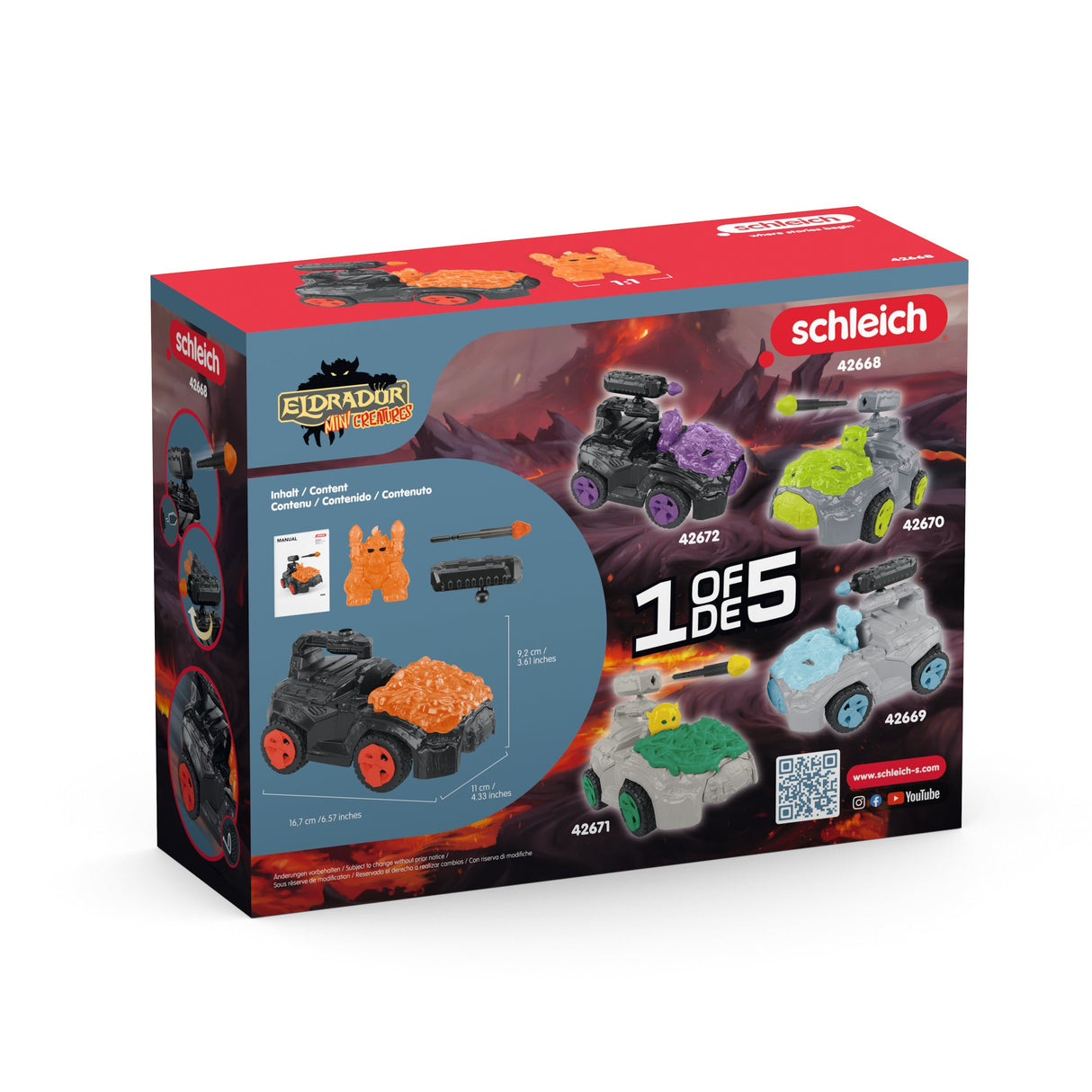 SCHLEICH -  42668   ELDRADOR CREATURES Crashmobile de Lave avec Mini Creature - Coffret voiture avec figurine fantastique