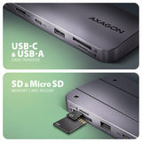 Station d'accueil portable USB-C 3.2 Axagon HMC-6GM2 avec lecteur SSD (Gris)