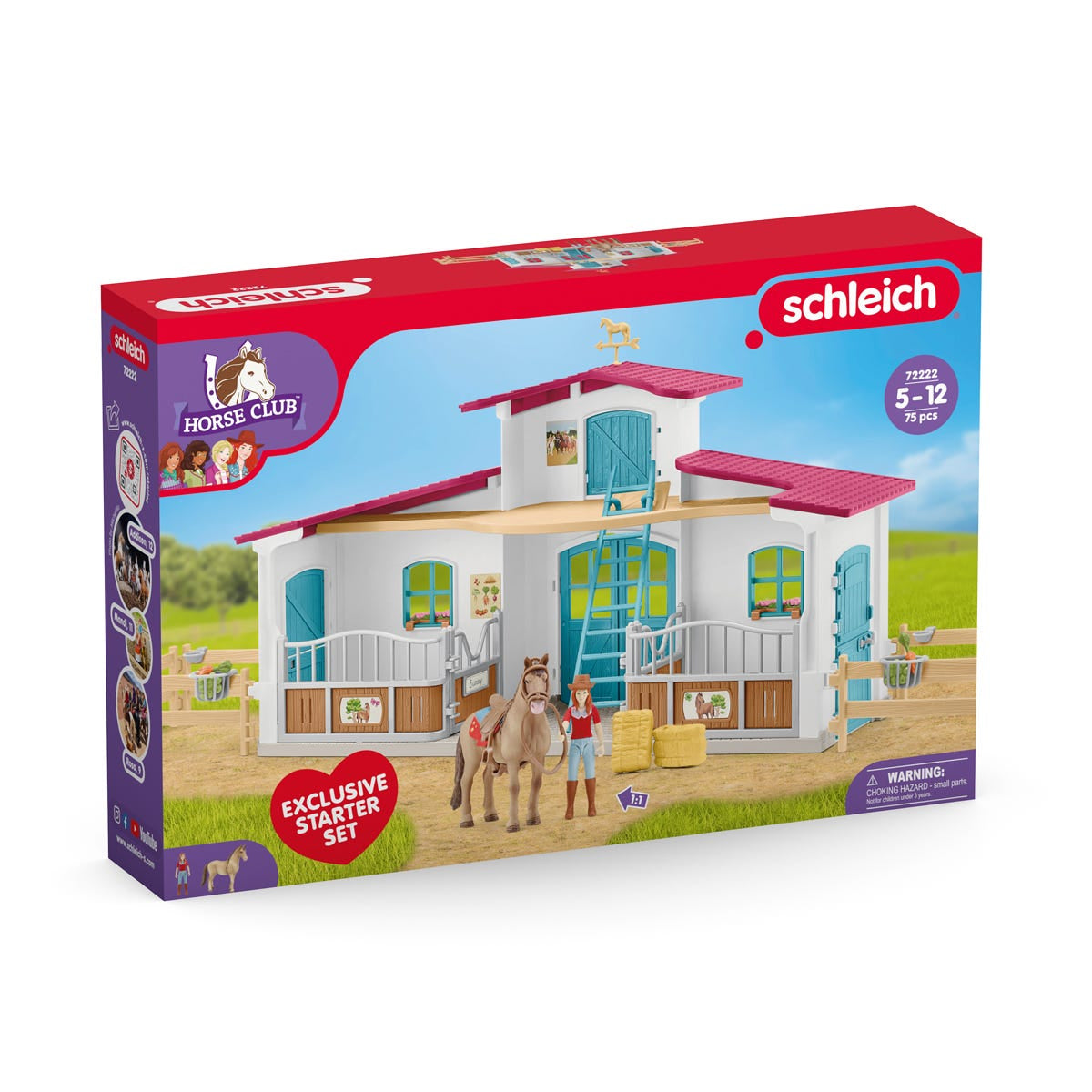 Centre Équestre, coffret figurines avec 75 éléments inclus dont 1 cheval, des 5 ans, schleich 72222 Horse club