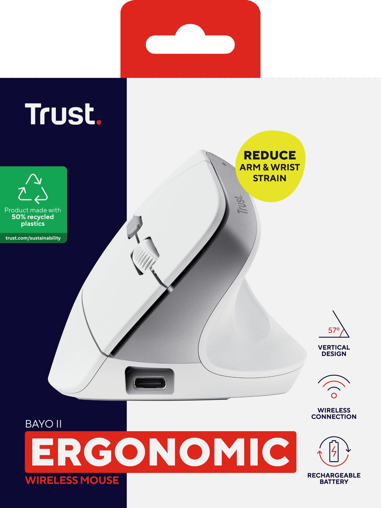 Souris sans fil ergonomique Trust Bayo II (Blanc)