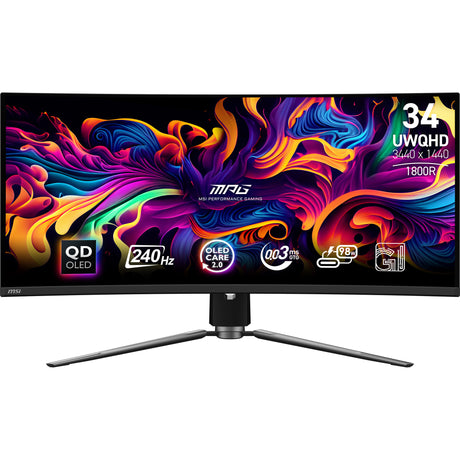 Ecran PC Gamer - MSI - 34 - UWQHD - 240Hz - Dalle QD-OLED - 0,03ms - Ajustable en hauteur - MPG 341CQPX QD-OLED