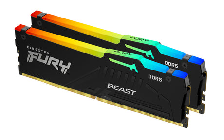 Kit Barrettes mémoire 32Go (2x16Go) DIMM DDR5 Kingston Fury Beast RGB  5600MHz CL40 (Noir)