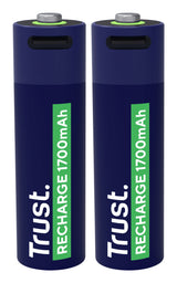 Pack de 2 piles rechargeables par USB-C Trust type AA - 1700 mAh (R06)
