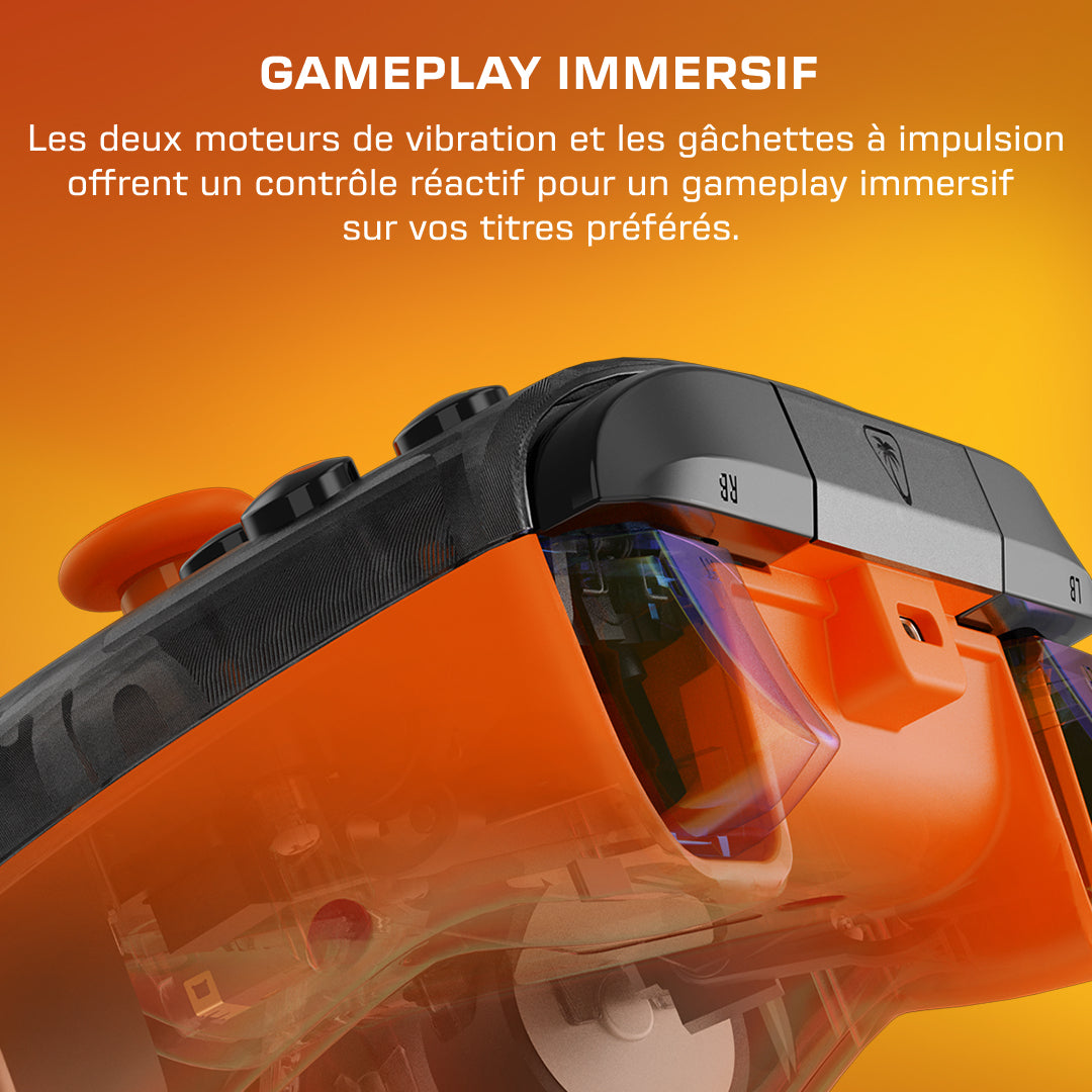 Manette de jeu - Xbox Series X|S, Xbox One et PC - Rematch Core - RGB - Filaire - Camouflage Noir / Orange - TURTLE BEACH