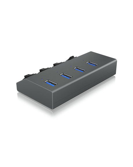 Hub USB 3.0 Icy Box IB-HUB1405 4 ports avec interrupteurs (Gris)