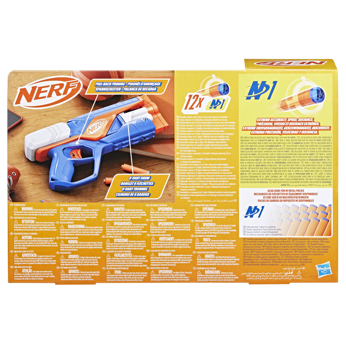NERF blaster Agility N Series, 12 fléchettes Nerf N1 uniquement pour les blasters Nerf N Series, barillet 6 fléchettes, jeux d'extér