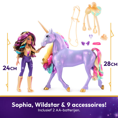 SPIN MASTER LICORNE A FONCTIONS 28 CM WILDSTAR + POUPEE 24 CM Unicorn Academy
