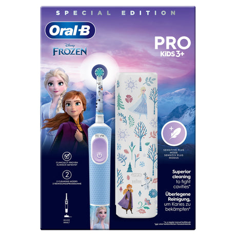 Oral-B Pro Kids3+ Brosse a dents électrique enfant La Reine Des Neiges, Disney, 1 étui de voyage, 1 Brossette Brossage Doux