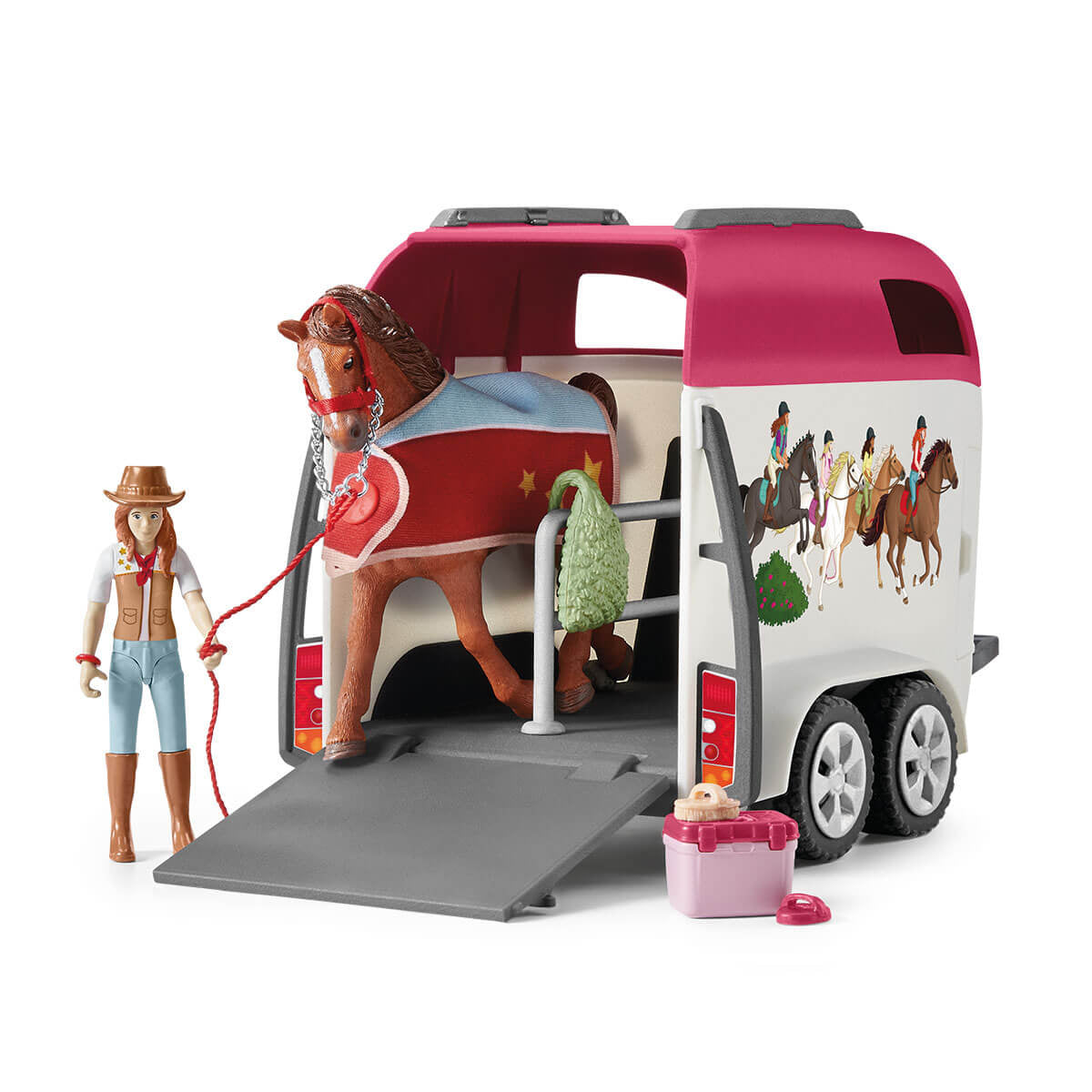 Voyage en voiture avec remorque pour chevaux, Coffret figurines Schleich 42535 Horse Club pour enfants de 5 ans