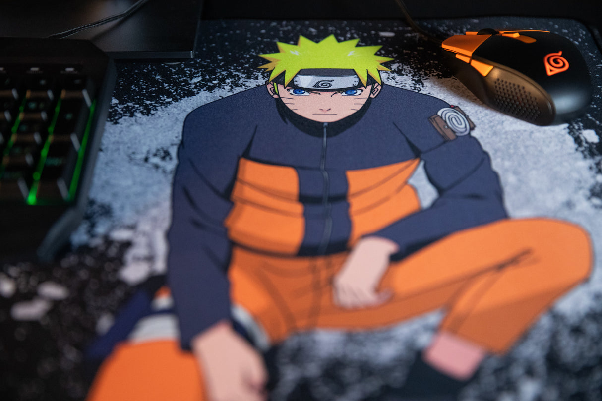 Tapis de souris gaming - KONIX - Naruto Shippuden - XXL 90 x 46 cm - Base antidérapante en caoutchouc - Noir