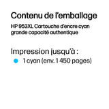 HP 953XL Cartouche d'encre cyan grande capacité authentique (F6U16AE) pour HP OfficeJet Pro 8710/8715/8720