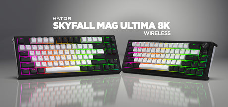 Clavier Gamer sans fil magnétique (Hator Aurum Linear) Hator Skyfall 80 Mag Ultima 8K TKL RGB (Noir)