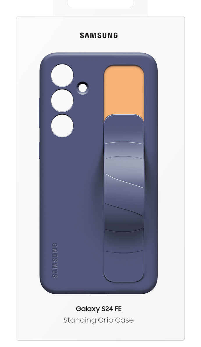 Coque en silicone avec laniere pour Samsung Galaxy S24 FE Bleu foncť