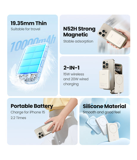 Batterie externe - UGREEN - 10,000 mAh - MagSafe - 20W - Creme