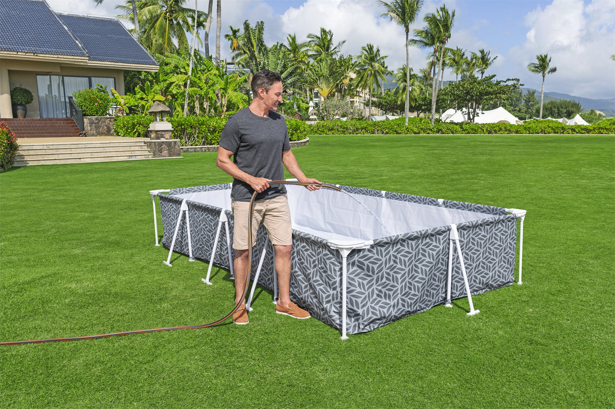 Piscine hors sol tubulaire BESTWAY - Steel Pro™ - 366 x 201 x 66 cm - Rectangulaire - décor graphique
