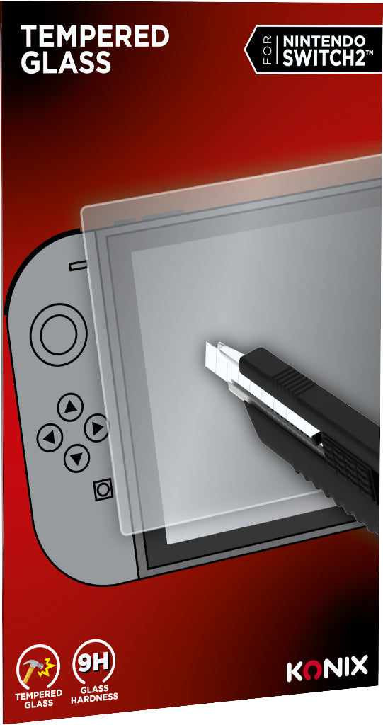 Protection d'écran verre trempé - KONIX - Nintendo Switch 2 - Anti-bulle - Anti-rayures - Indice de dureté 9H - 100 % transparent