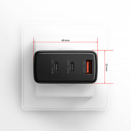 Chargeur secteur Axagon 2x USB-C + 1x USB-A 100W (Noir)