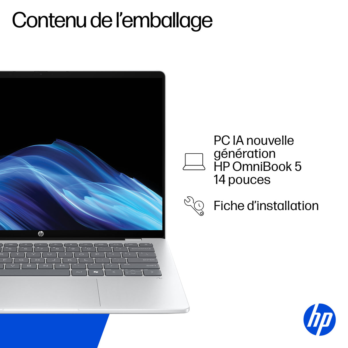 PC Portable HP OmniBook 5 14-he0018nf - Windows 11 - 14 2K OLED - Snapdragon X1-26-100 - RAM 16Go - Stockage 512Go SSD - AZERTY