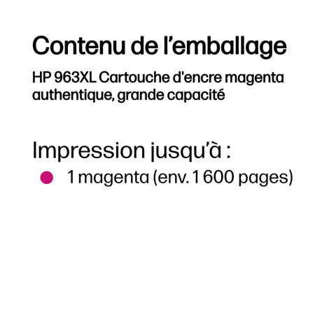 HP 963XL Cartouche d'encre magenta grande capacité authentique (3JA28AE) pour HP OfficeJet Pro 9010 / 9020 series