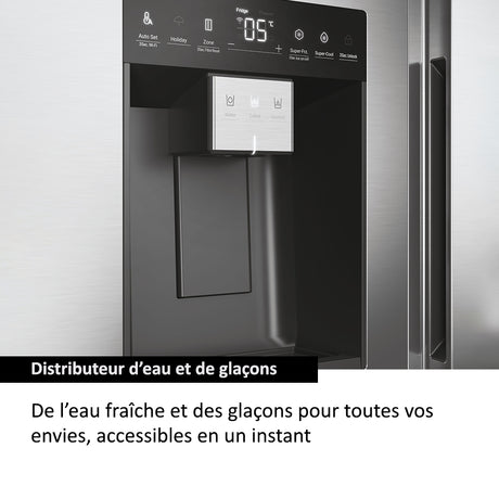 Réfrigérateur Américain - HAIER - HSW59F18EIMM - Classe E - 601 L - 36 dB - Platinium