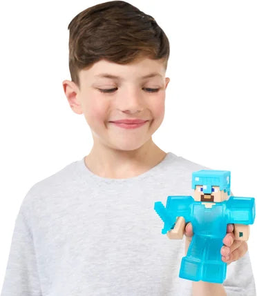 Figurine extensible - GOO JIT ZU - Minecraft Steeve - 11 cm - Texture élastique - Extensible 3x