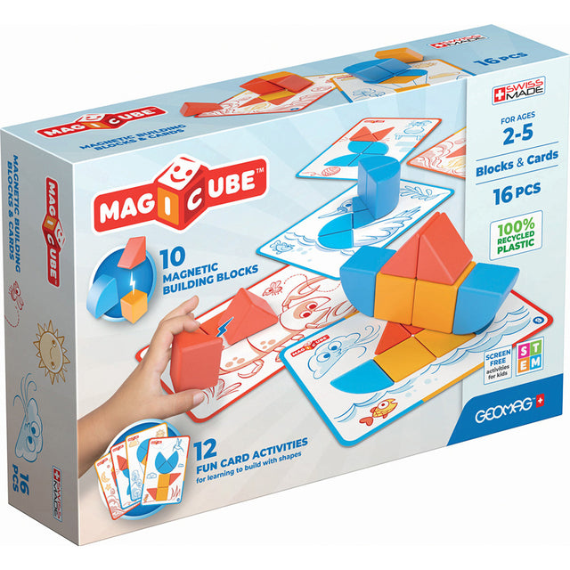 Blocs magnétiques - GEOMAG - Magicube Blocks & Cards - 16 pieces - Éducatif - Plastique recyclé