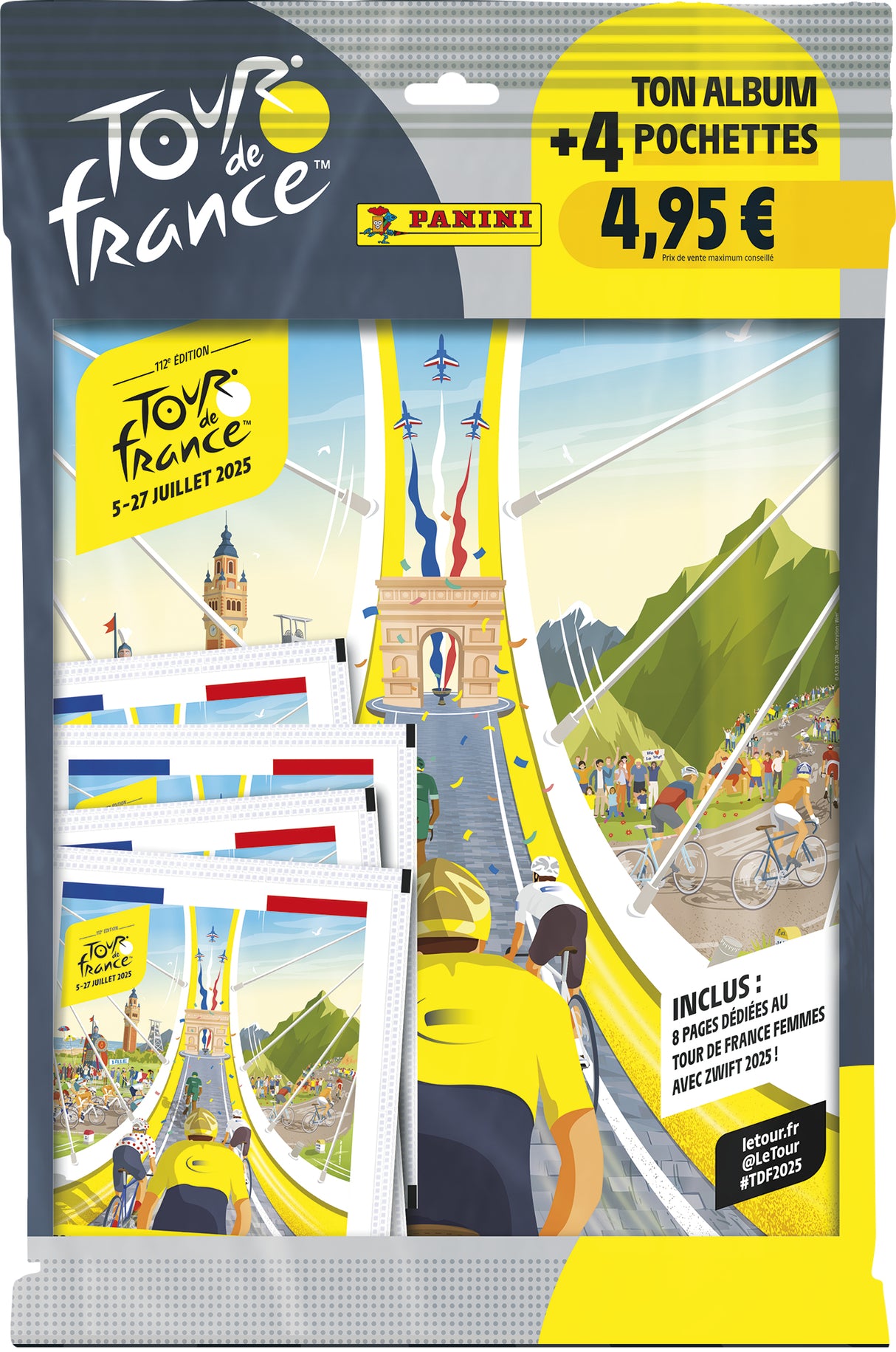Pack de démarrage - PANINI - TOUR DE FRANCE 2025 - Album + 4 pochettes - 20 stickers