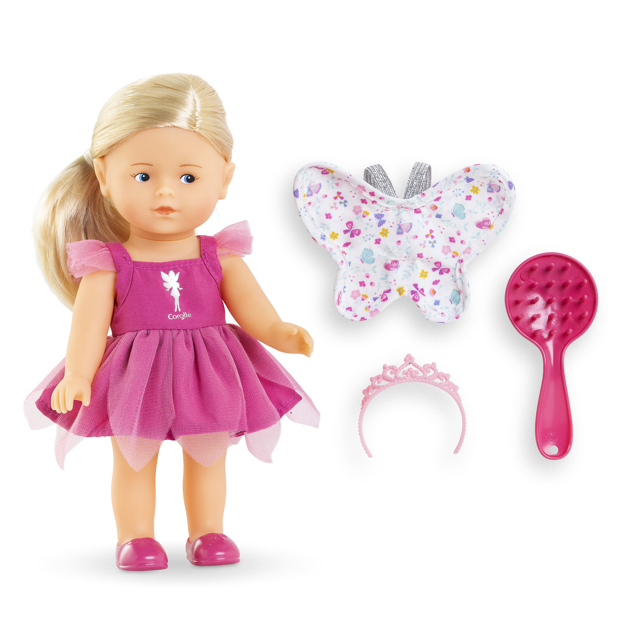 Coffret Mini Corolline - Corolle - Rosy Fée - Poupée en vinyle - Robe de fée - Ailes de papillon