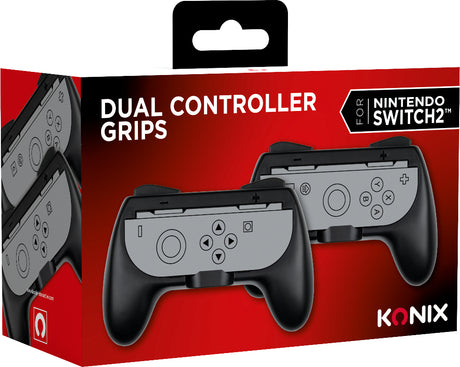 Paire de supports Joy-Con - KONIX - Nintendo Switch 2 - Forme de manette classique - Noir