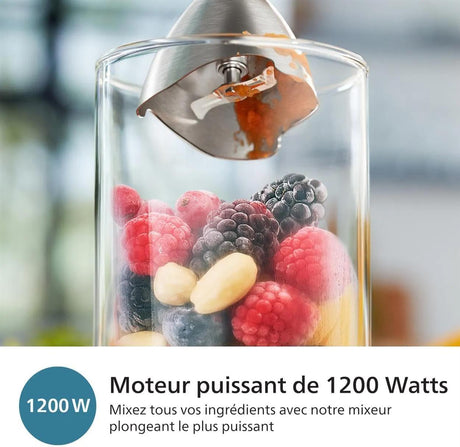 Mixeur plongeant - PHILIPS - HR2684/00 - ProMix Série 5000 - Métal/noir - 1200W - 4 accessoires