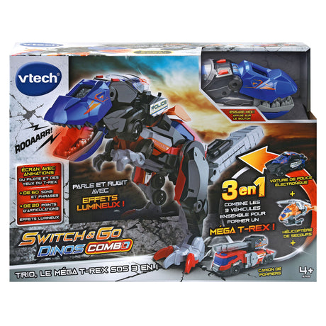 Jouet assemblable VTECH SWITCH & GO COMBO - TRIO, le méga T-Rex SOS (3 en 1) pour enfant de 4 ans et plus