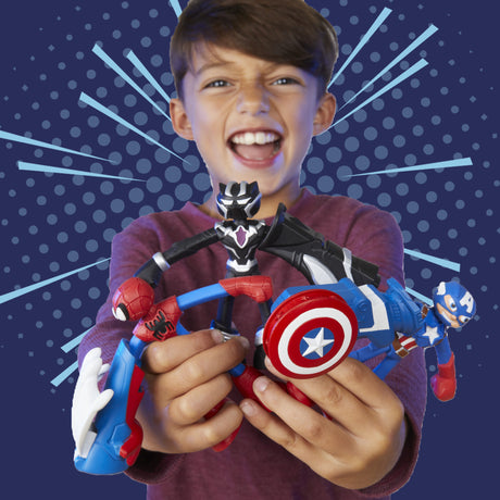 Play-Doh SpiderMan Attaque tranchante, coffret avec 2 figurines flexibles, 7 accessoires et pâte a modeler, des 4 ans, Marvel