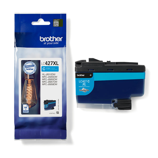 Cartouche d'encre LC427XLC - BROTHER - Cyan - 5000 pages - Pour Brother MFC-J6955DW, MFC-J6957DW, MFC-J5955DW et HL-J6010DW