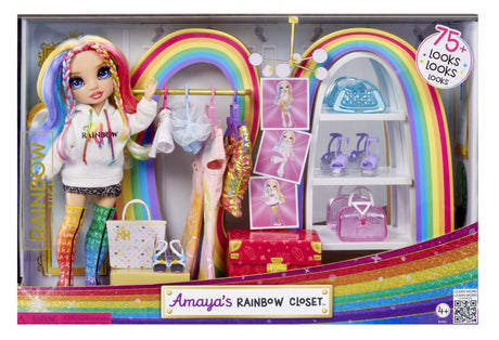 Rainbow High - Amaya's Rainbow Closet Playset -  Poupée exclusive incluse - Tenues - Chaussures - Sacs - Porte-vetements - Des 4 ans